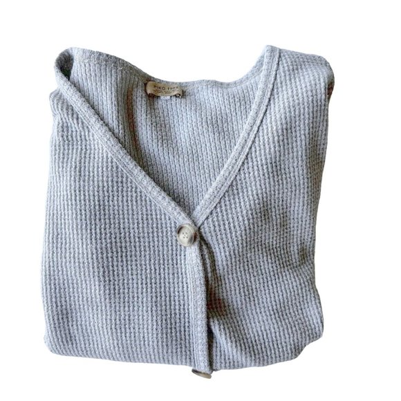 Piko 1988 Waffle Knit Cardigan Sz S Gray Button Oversized Sweater Henley… - Picture 7 of 12